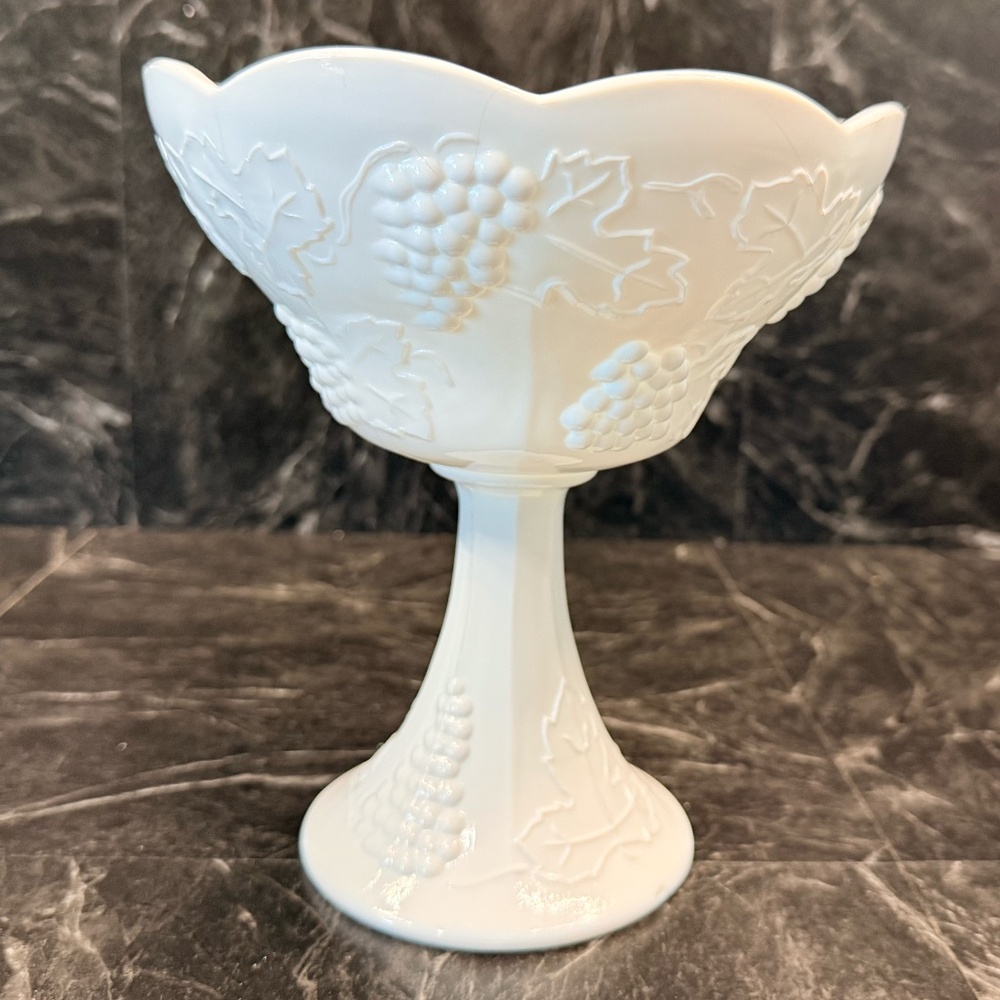 White Milk Glass Pedestal Bowl - Picture 6 of 15